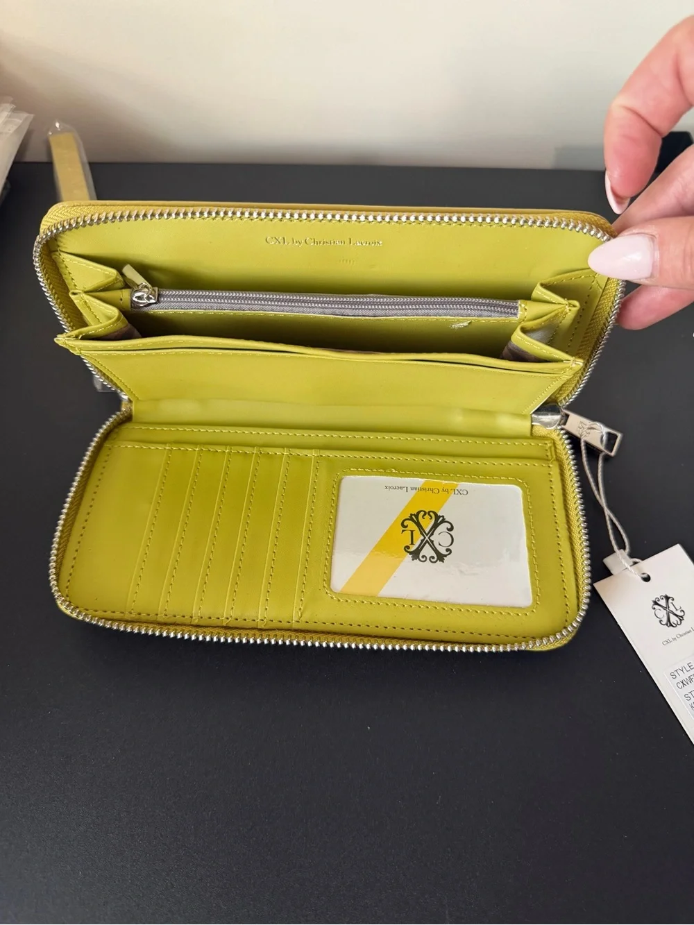 Christian Lacroix CXL Kara Croco Zip Around Wristlet Wallet - Moss